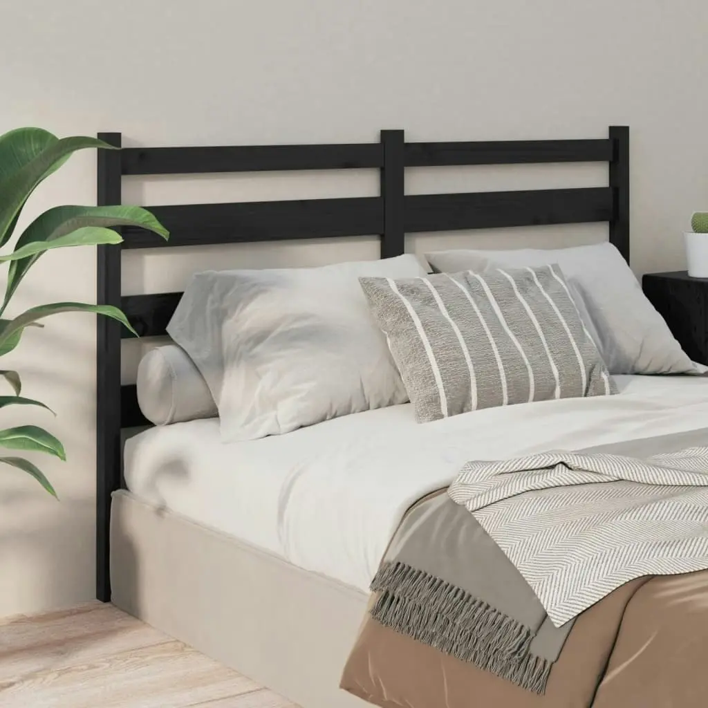 Bed Headboard Black 141 cm Solid Wood Pine 818419