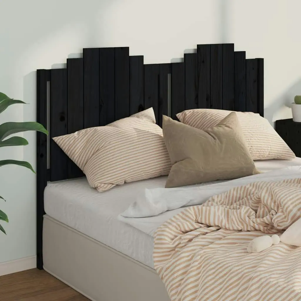 Bed Headboard Black 156 cm Solid Wood Pine 818479