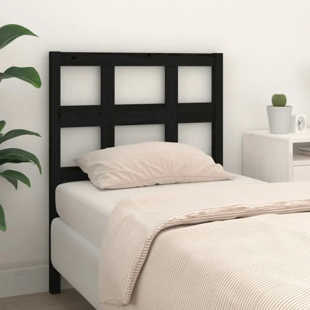 Bed Headboard Black 95.5 cm Solid Wood Pine 818904