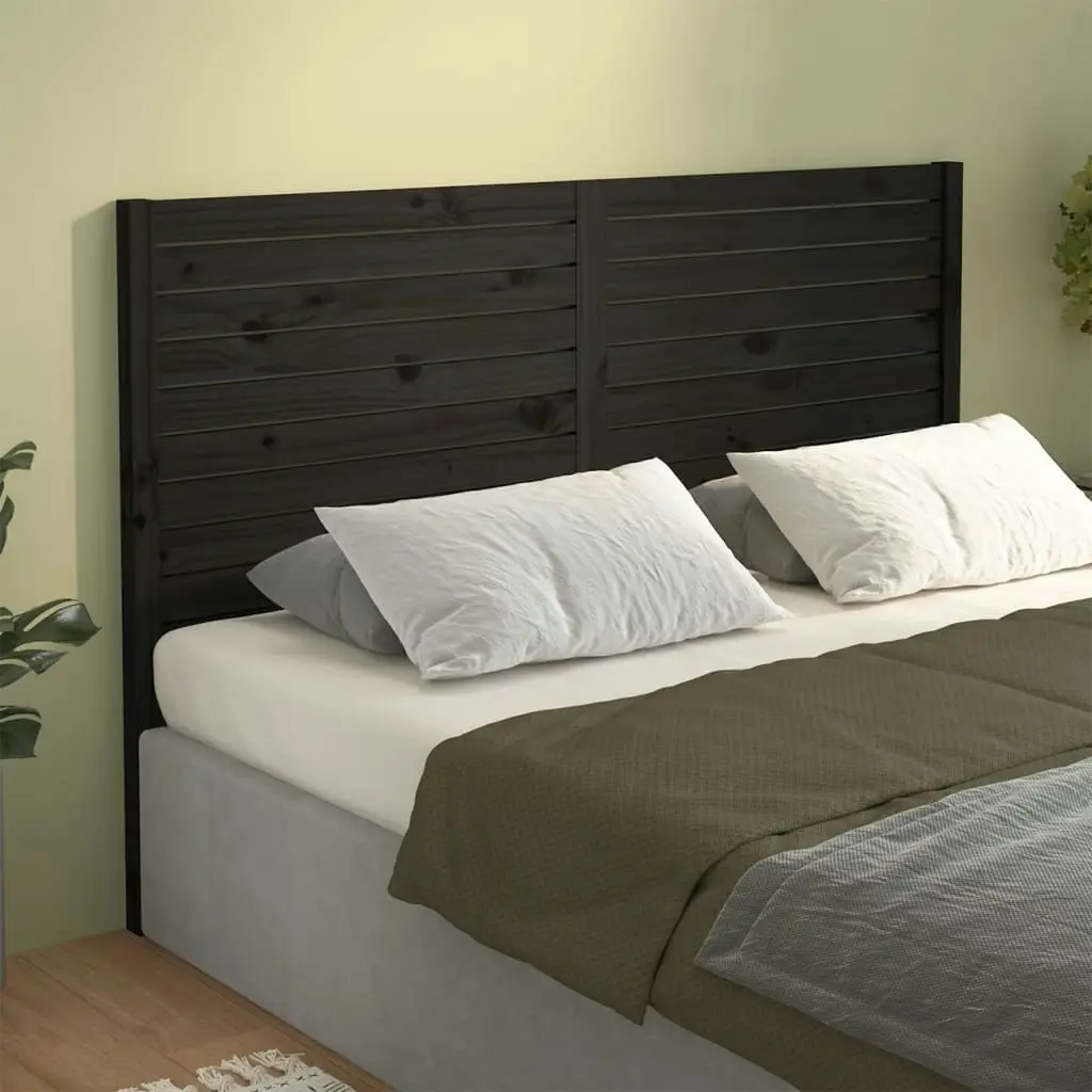 Bed Headboard Black 141 cm Solid Wood Pine 819019