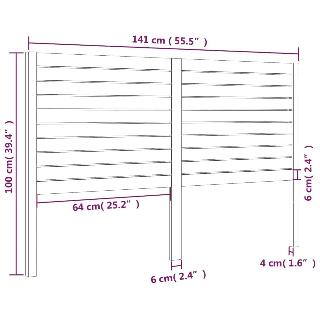 Bed Headboard Black 141 cm Solid Wood Pine 819019