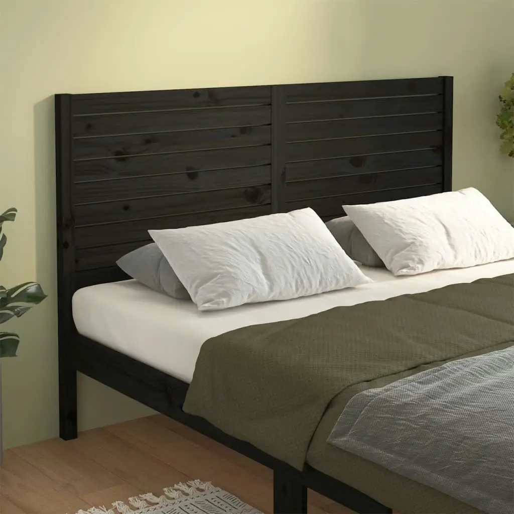 Bed Headboard Black 141 cm Solid Wood Pine 819019