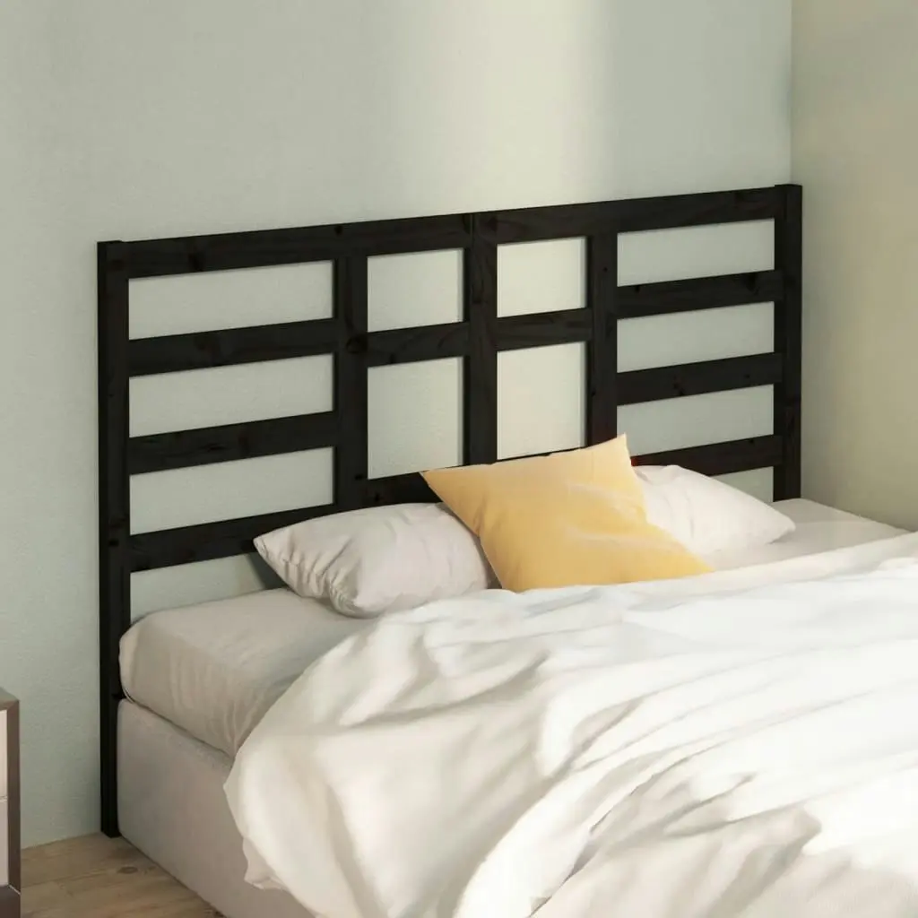 Bed Headboard Black 141 cm Solid Wood Pine 818139