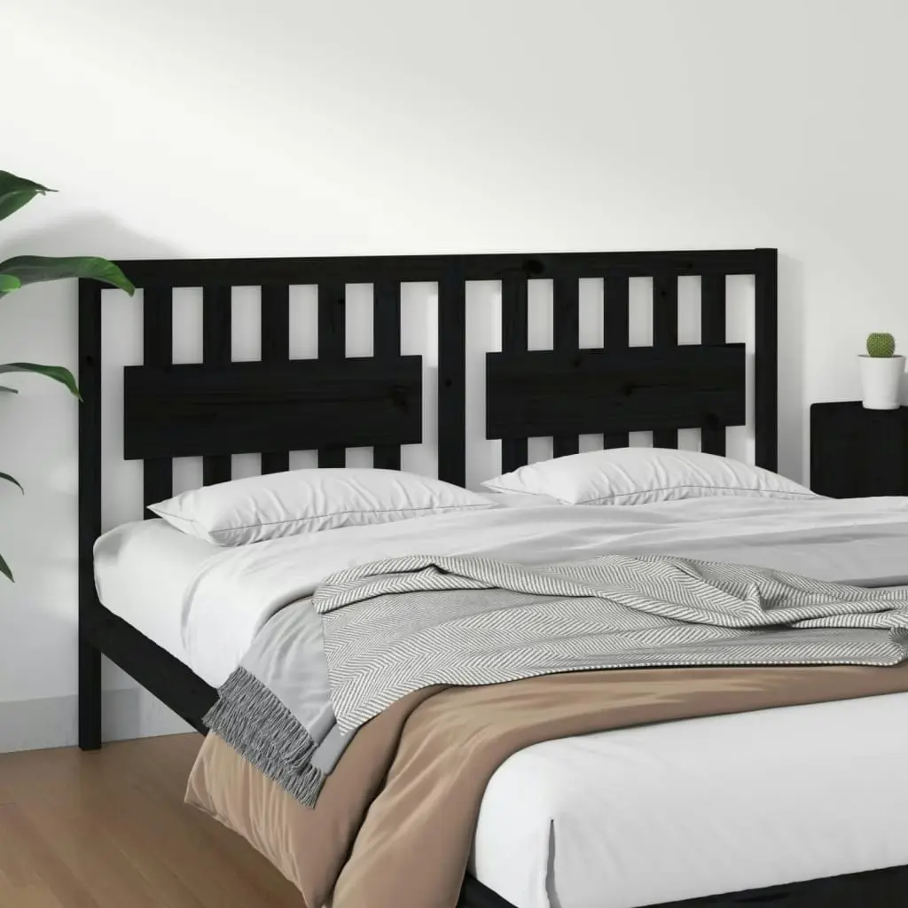 Bed Headboard Black 155.5 cm Solid Wood Pine 818579