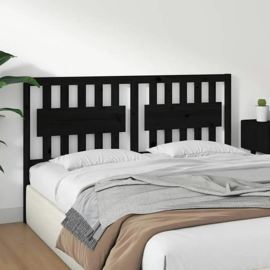 Bed Headboard Black 155.5 cm Solid Wood Pine 818579