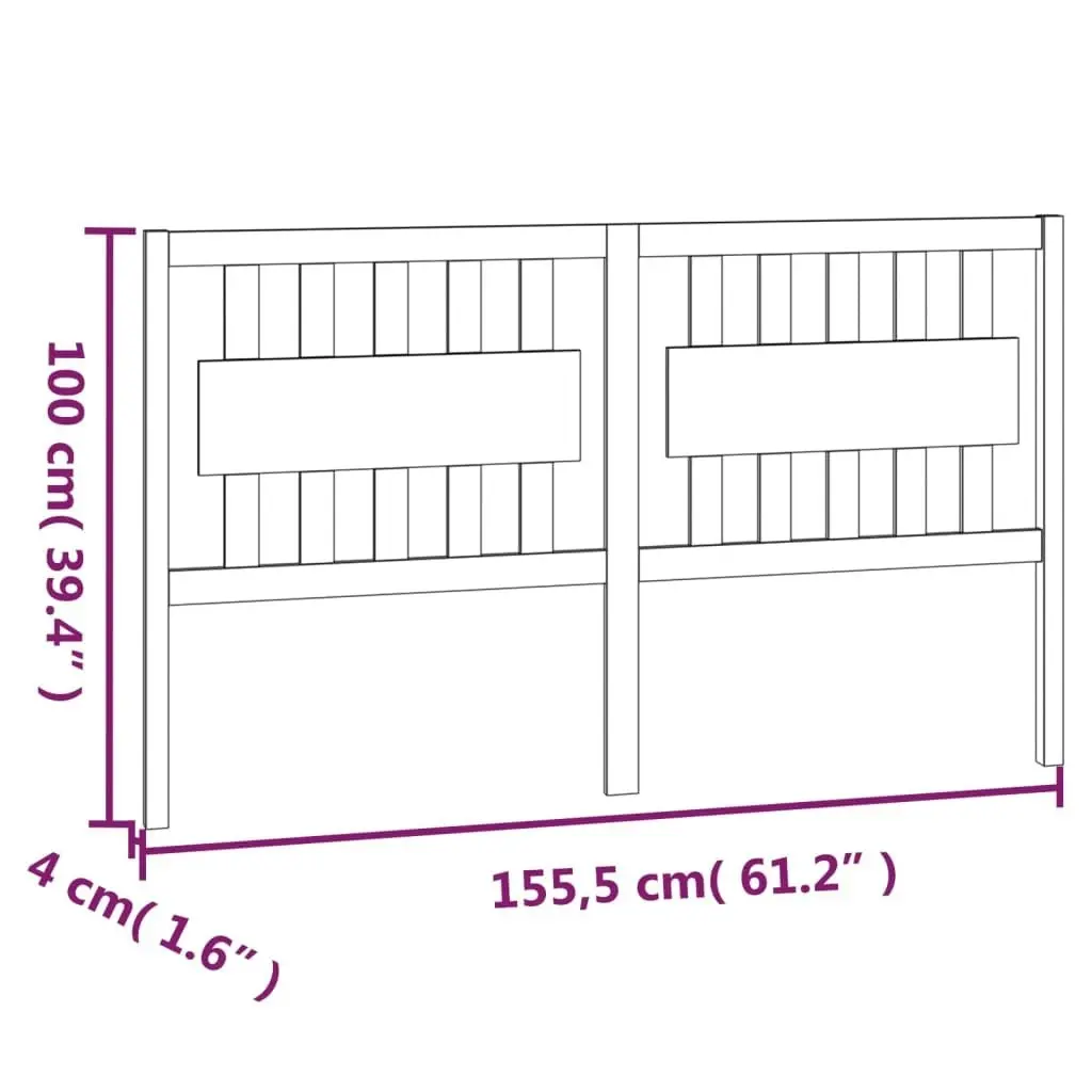 Bed Headboard Black 155.5 cm Solid Wood Pine 818579