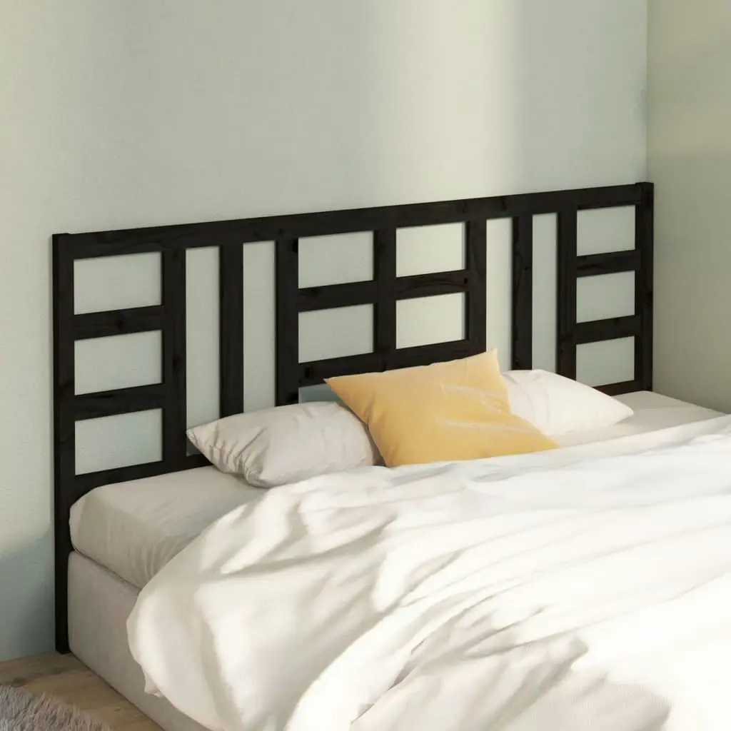 Bed Headboard Black 186 cm Solid Wood Pine 817859