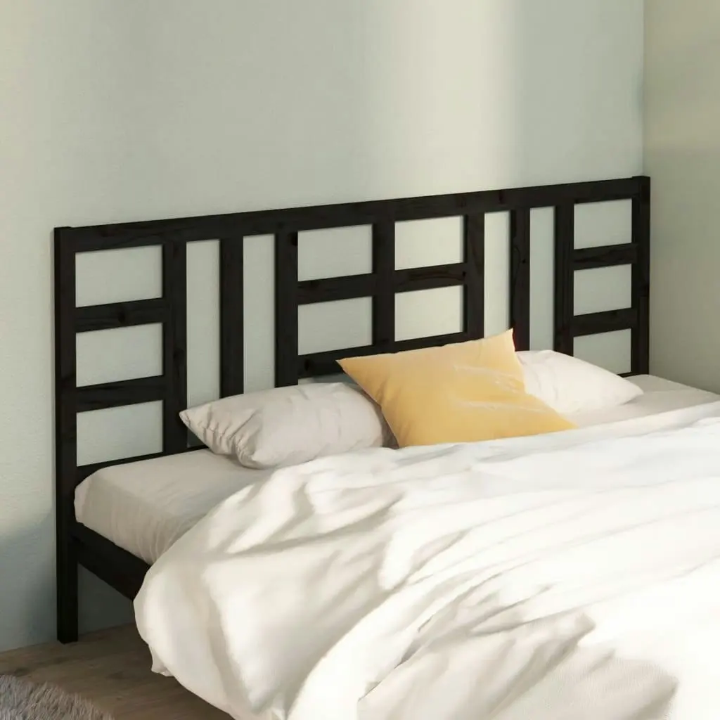 Bed Headboard Black 186 cm Solid Wood Pine 817859