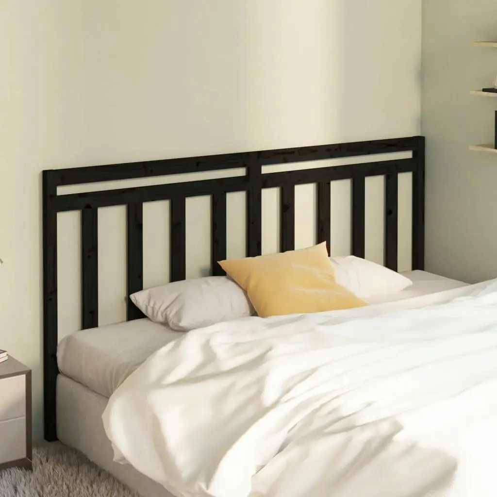 Bed Headboard Black 186 cm Solid Wood Pine 817809