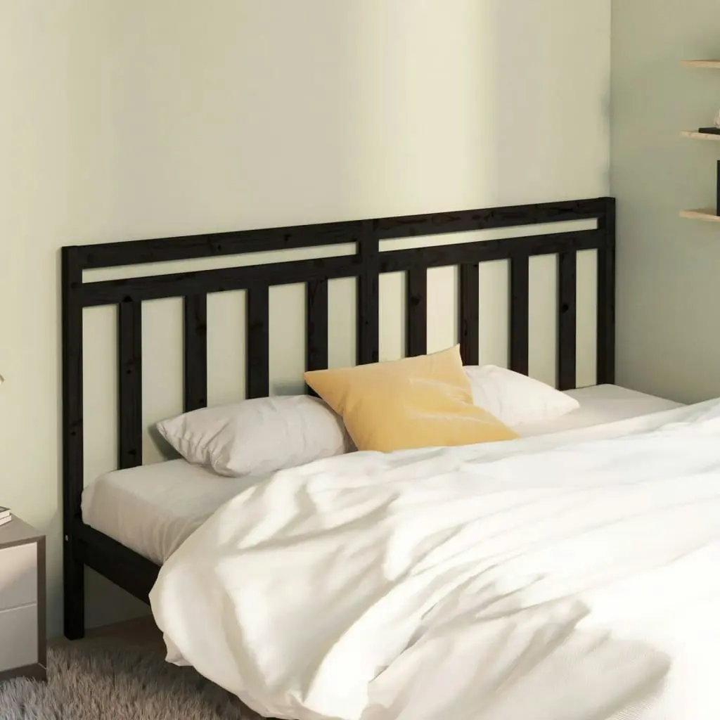 Bed Headboard Black 186 cm Solid Wood Pine 817809