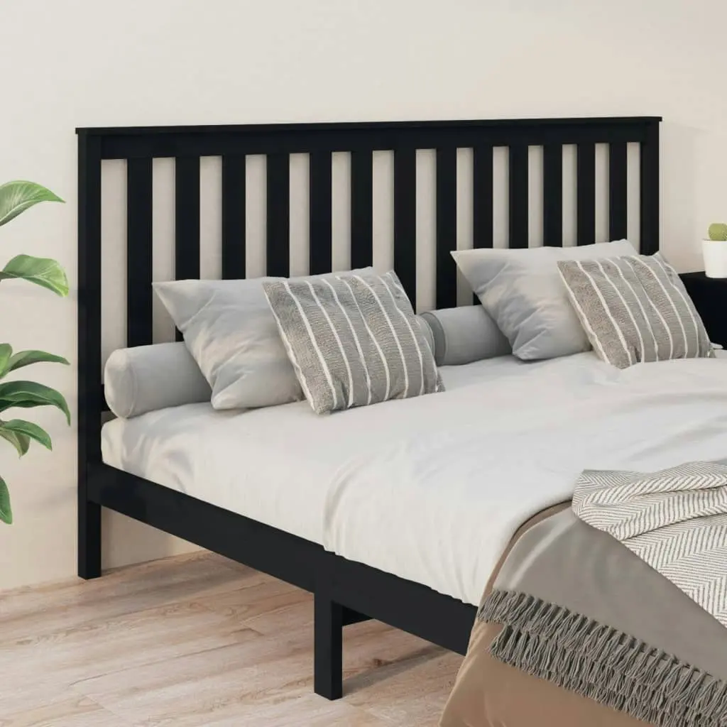 Bed Headboard Black 186 cm Solid Wood Pine 818539