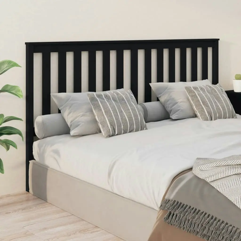 Bed Headboard Black 186 cm Solid Wood Pine 818539