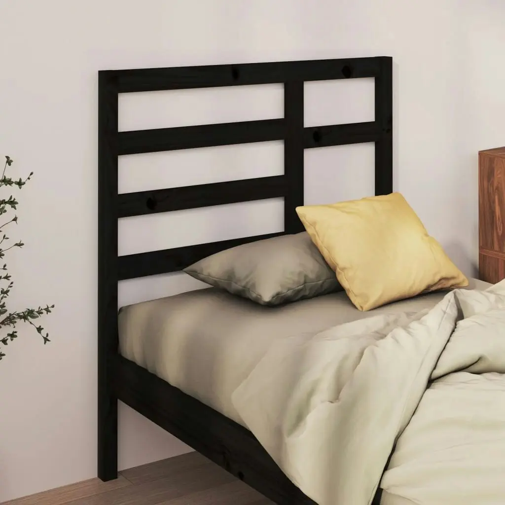 Bed Headboard Black 96 cm Solid Wood Pine 818124