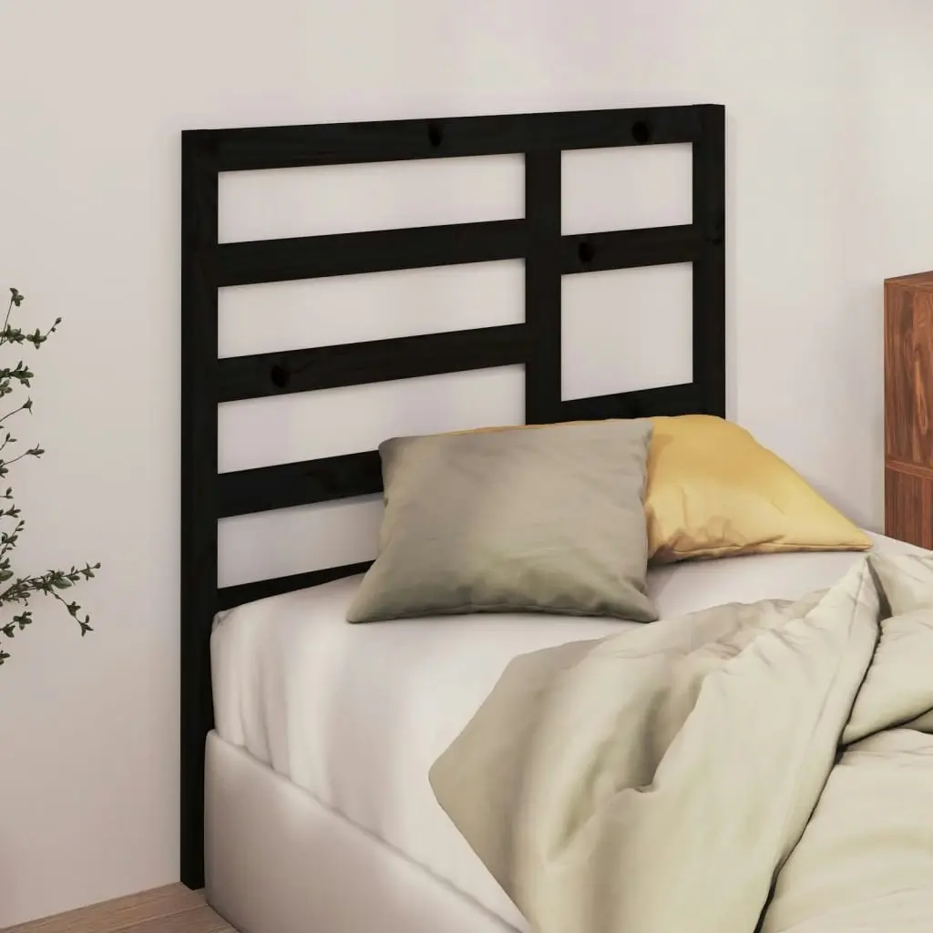 Bed Headboard Black 96 cm Solid Wood Pine 818124