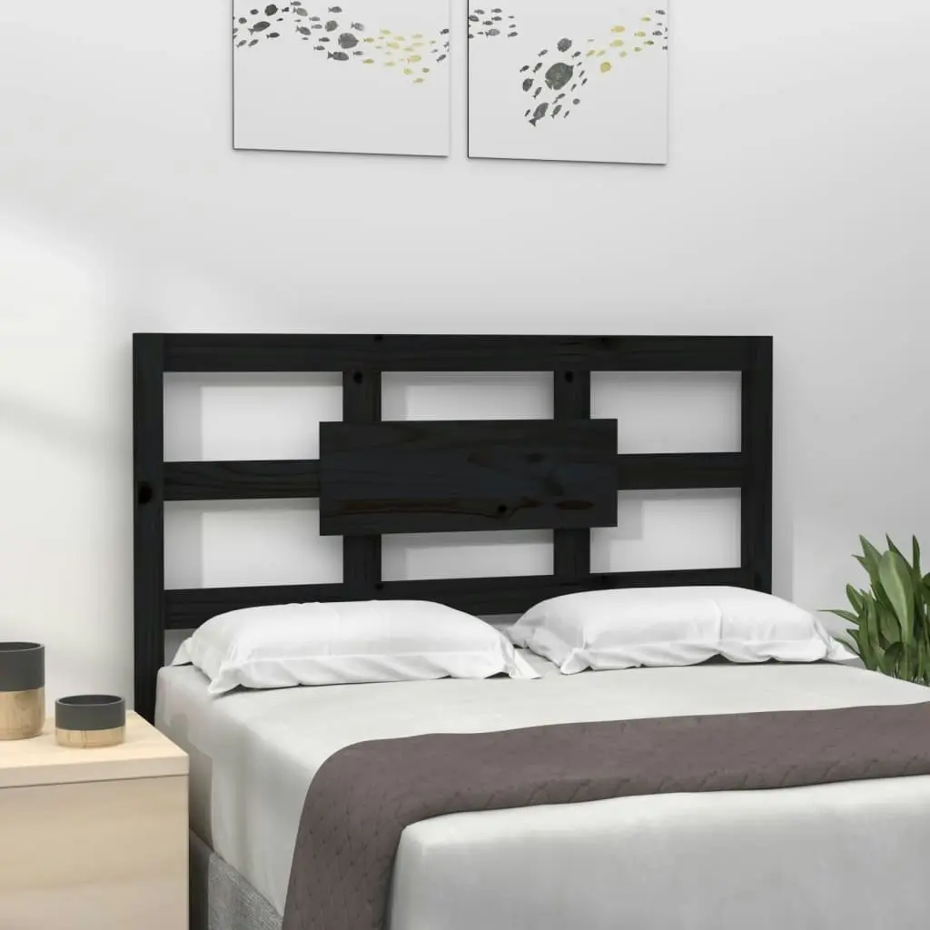 Bed Headboard Black 95.5 cm Solid Wood Pine 818024