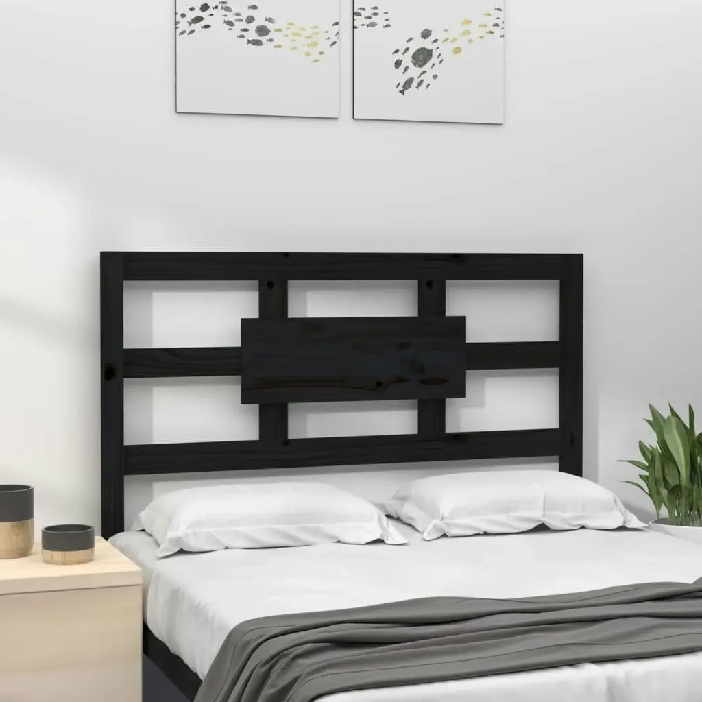 Bed Headboard Black 95.5 cm Solid Wood Pine 818024