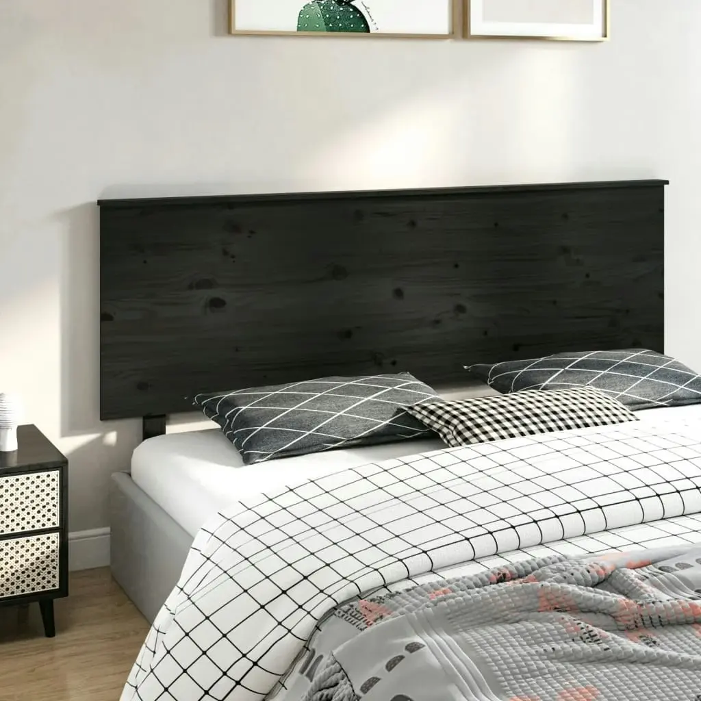 Bed Headboard Black 184 cm Solid Wood Pine 819189