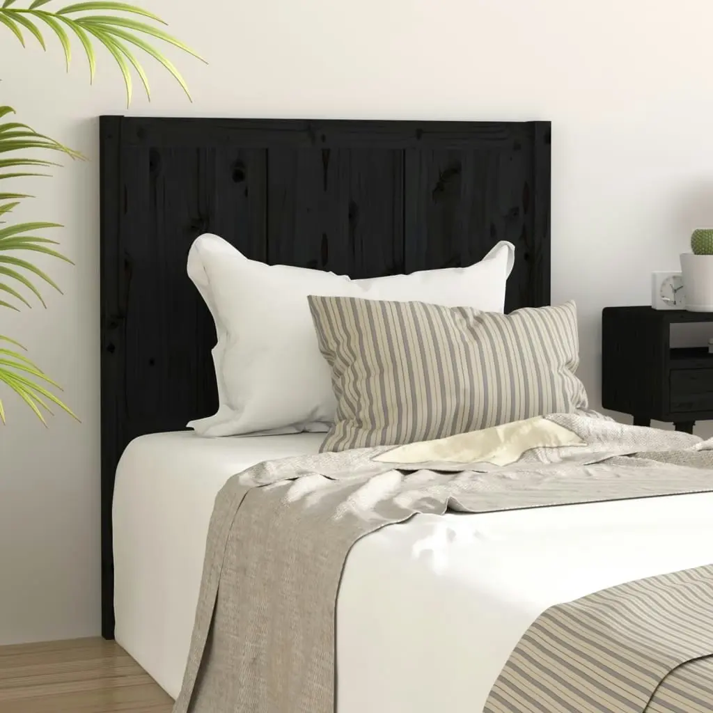 Bed Headboard Black 95.5 cm Solid Pine Wood 818074