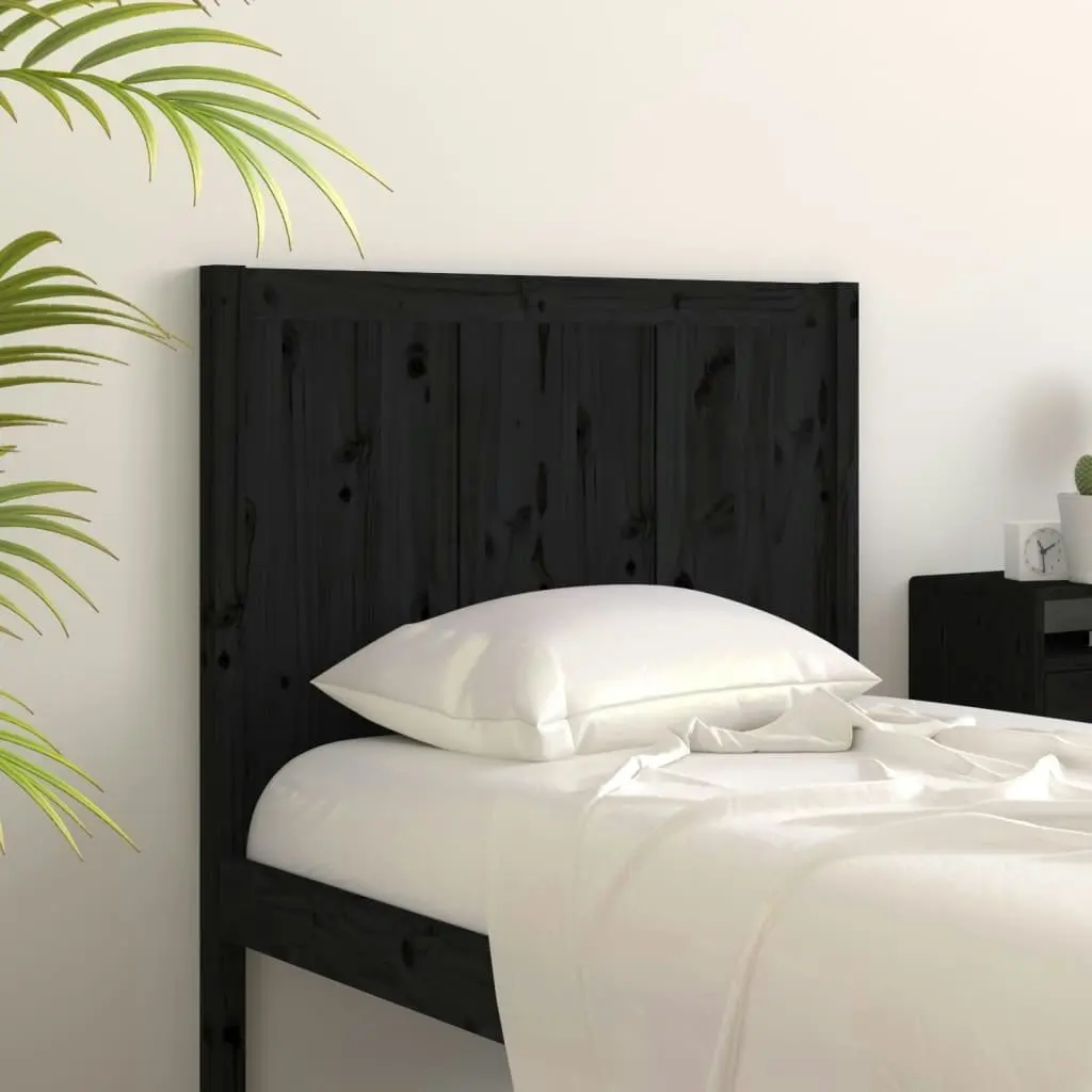 Bed Headboard Black 95.5 cm Solid Pine Wood 818074