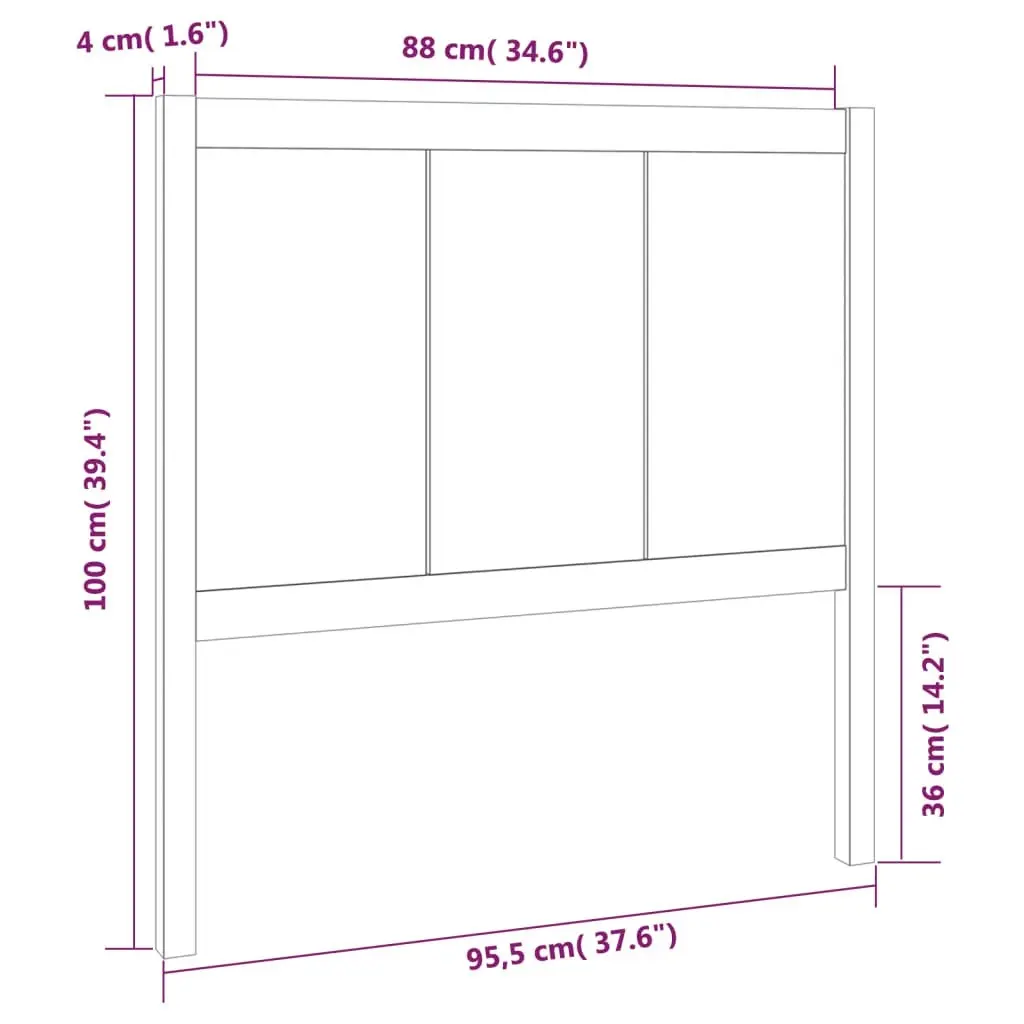 Bed Headboard Black 95.5 cm Solid Pine Wood 818074