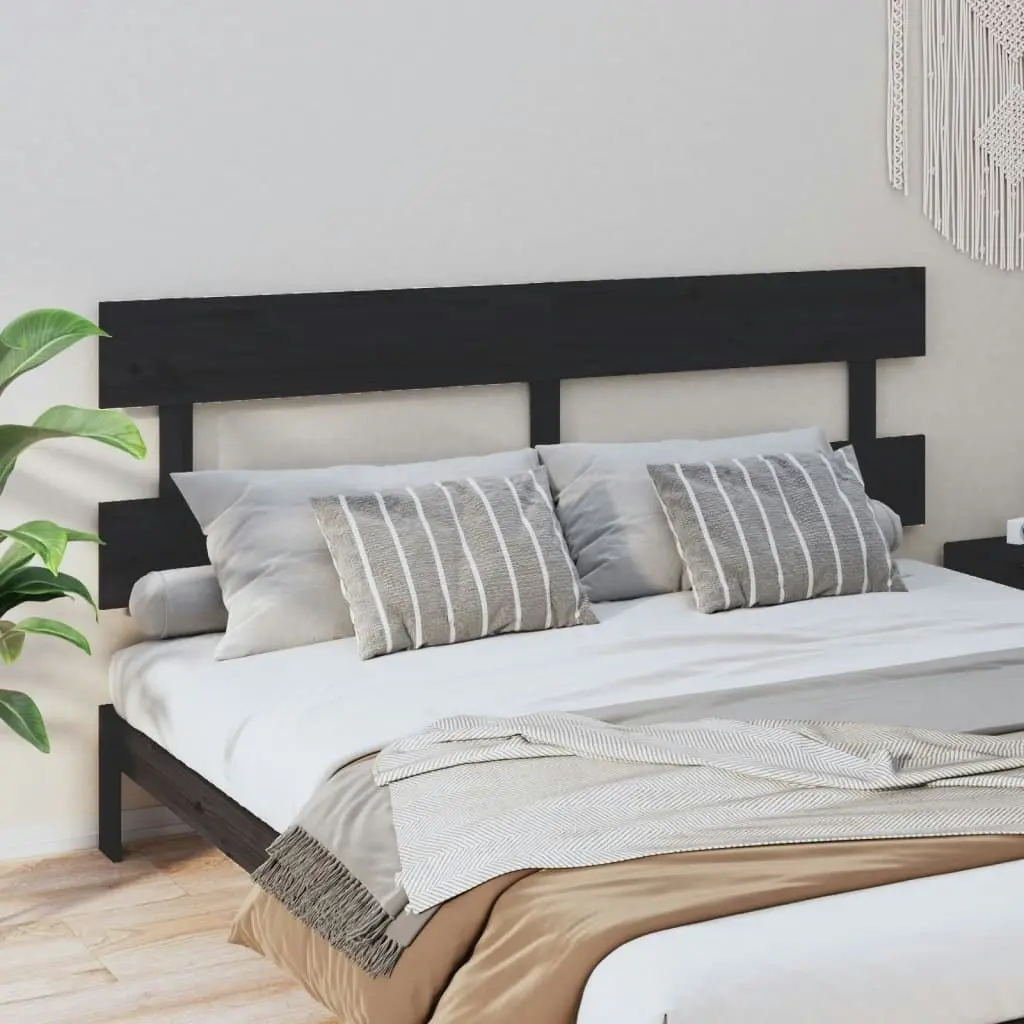 Bed Headboard Black 184 cm Solid Wood Pine 819089