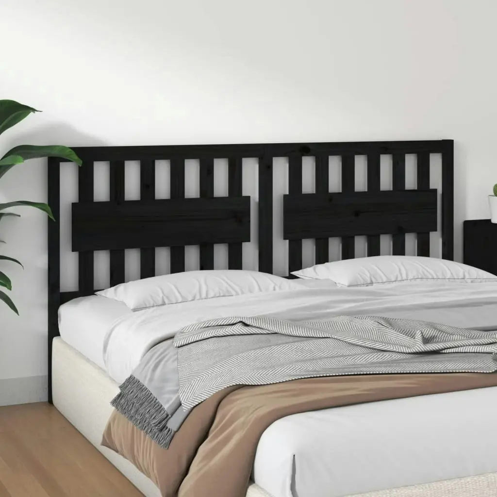 Bed Headboard Black 185.5 cm Solid Wood Pine 818589