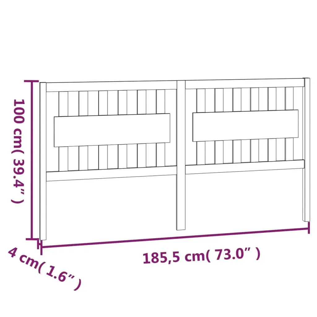 Bed Headboard Black 185.5 cm Solid Wood Pine 818589