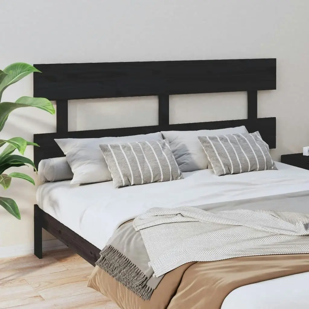 Bed Headboard Black 154x3x81 cm Solid Wood Pine 819079