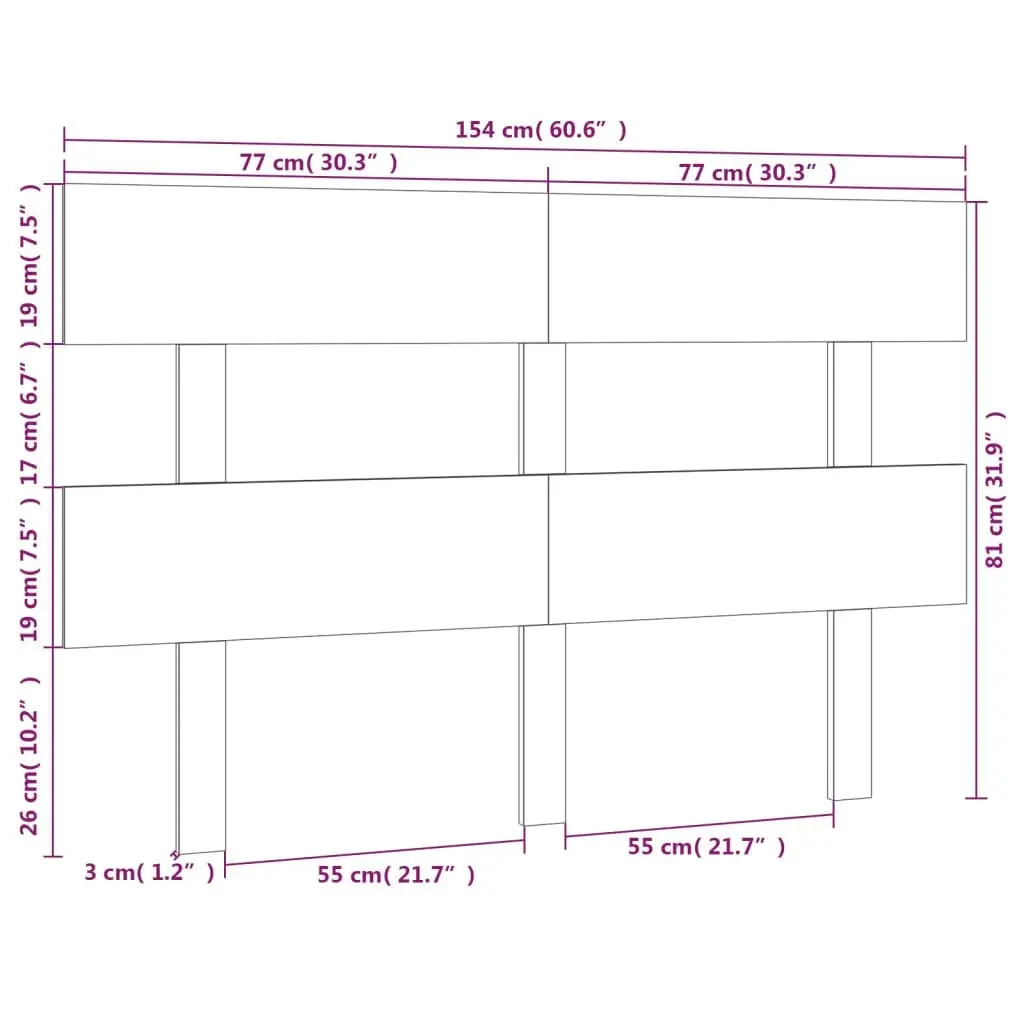 Bed Headboard Black 154 cm Solid Wood Pine 819079