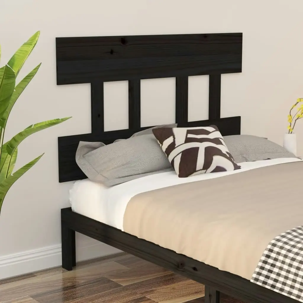 Bed Headboard Black 93.5x3x81 cm Solid Wood Pine 819104