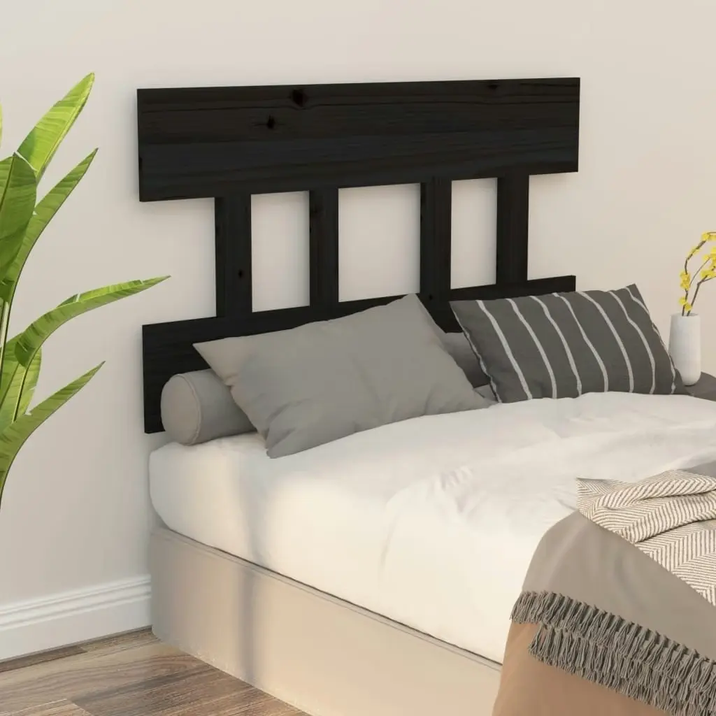 Bed Headboard Black 93.5x3x81 cm Solid Wood Pine 819104