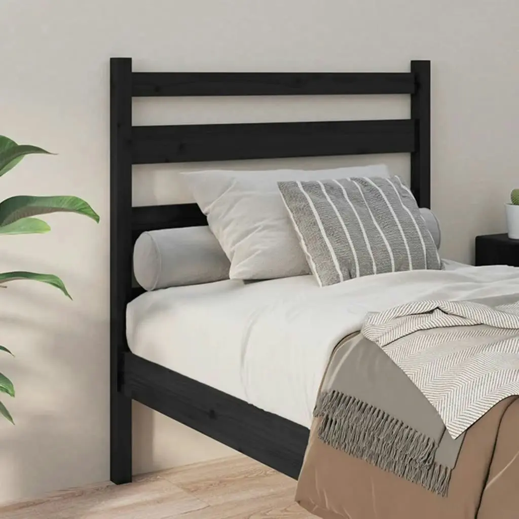 Bed Headboard Black 96 cm Solid Wood Pine 818404