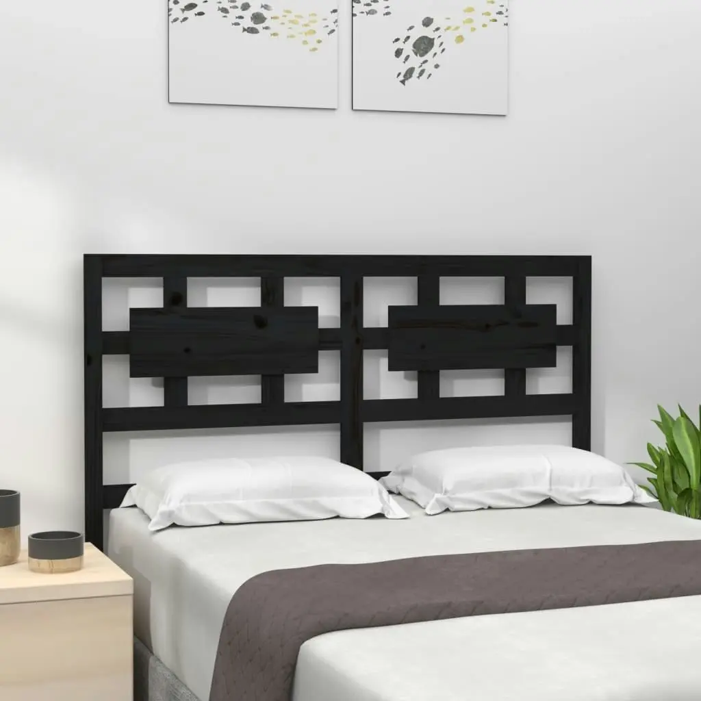 Bed Headboard Black 155.5 cm Solid Wood Pine 818049