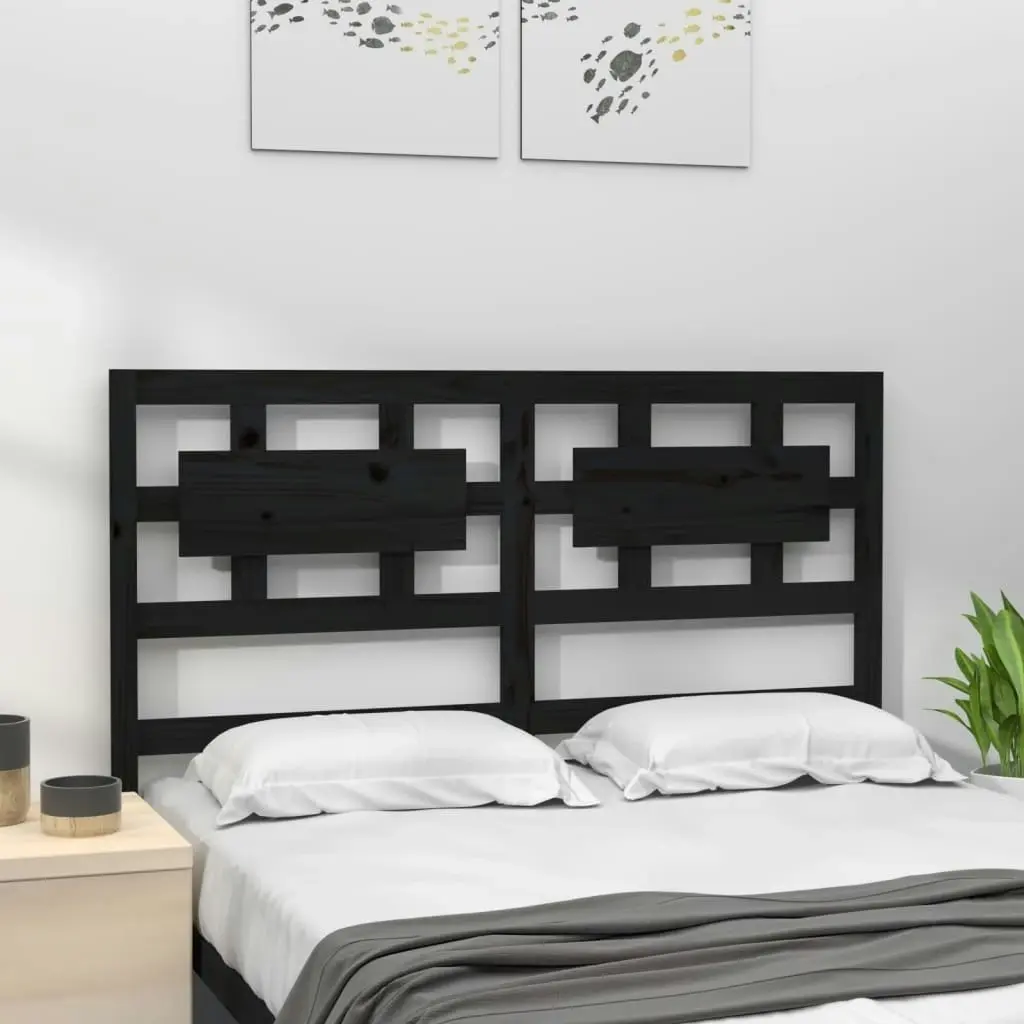 Bed Headboard Black 155.5 cm Solid Wood Pine 818049