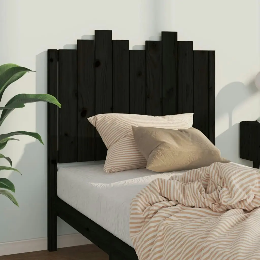 Bed Headboard Black 96 cm Solid Wood Pine 818454