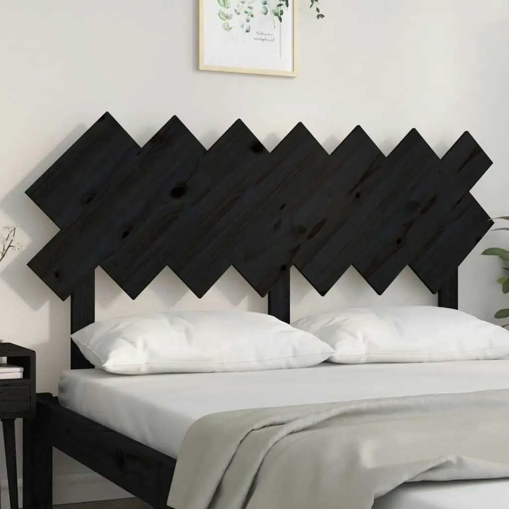 Bed Headboard Black 151.5x3x81 cm Solid Wood Pine 819229