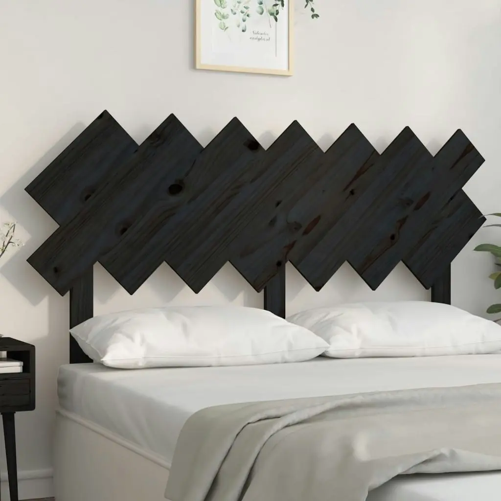 Bed Headboard Black 151.5x3x81 cm Solid Wood Pine 819229