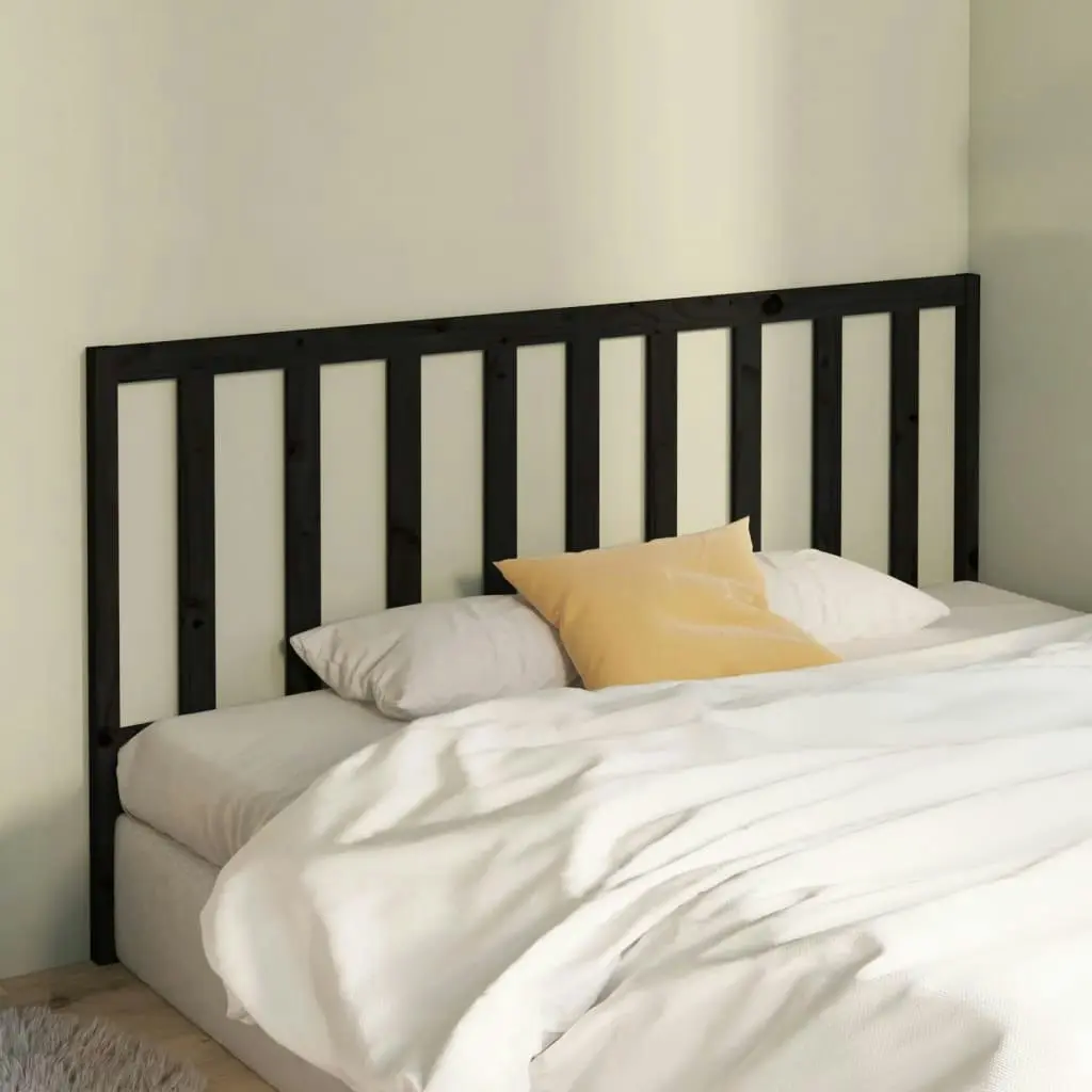 Bed Headboard Black 186 cm Solid Wood Pine 817759