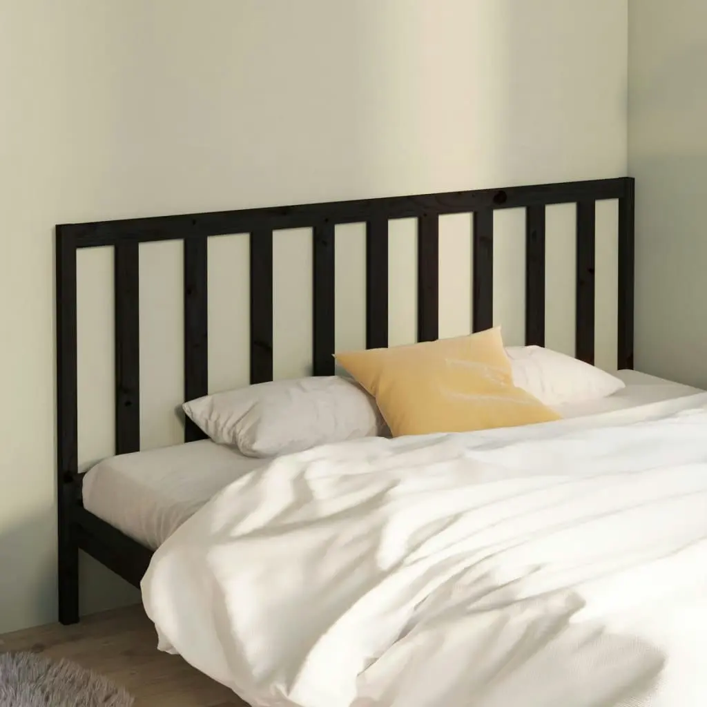 Bed Headboard Black 186 cm Solid Wood Pine 817759