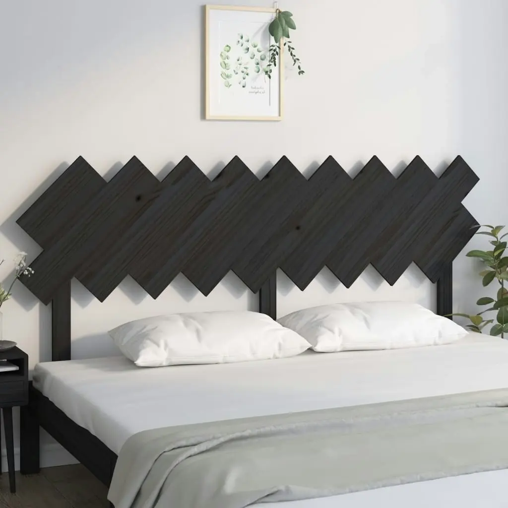 Bed Headboard Black 178 cm Solid Wood Pine 819239