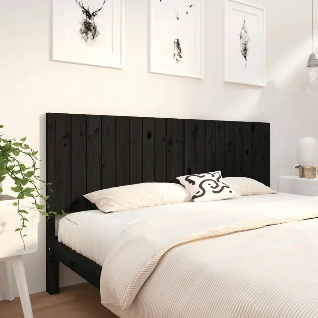 Bed Headboard Black 185.5 cm Solid Wood Pine 818889