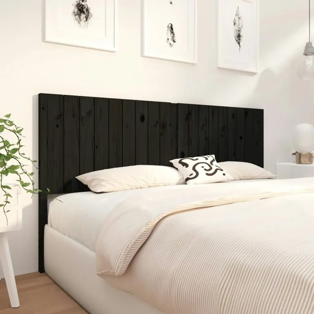 Bed Headboard Black 185.5 cm Solid Wood Pine 818889