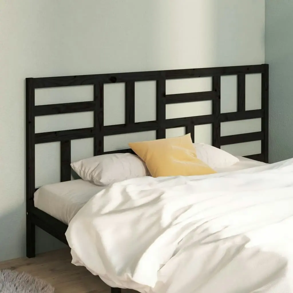 Bed Headboard Black 186 cm Solid Wood Pine 818209