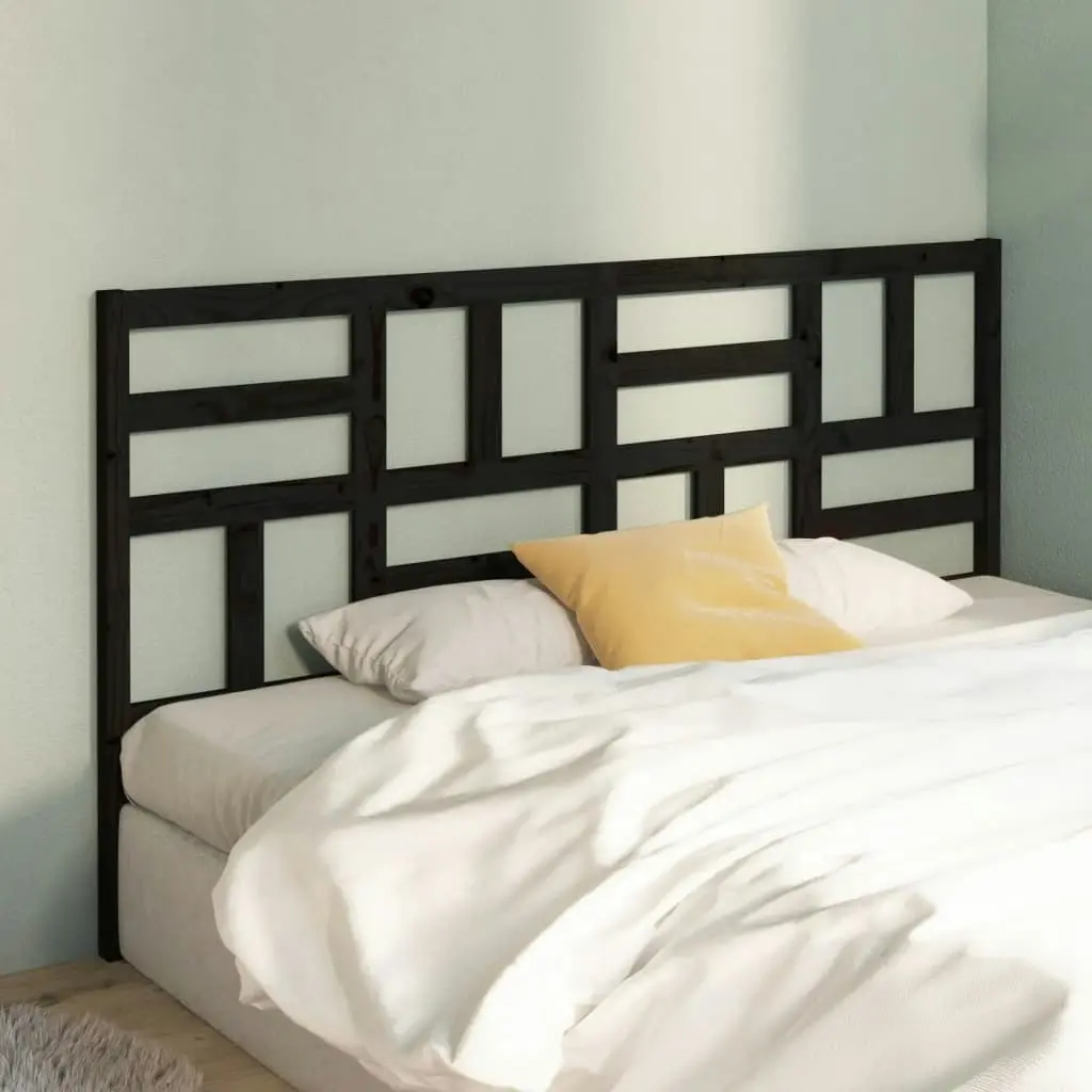 Bed Headboard Black 186 cm Solid Wood Pine 818209