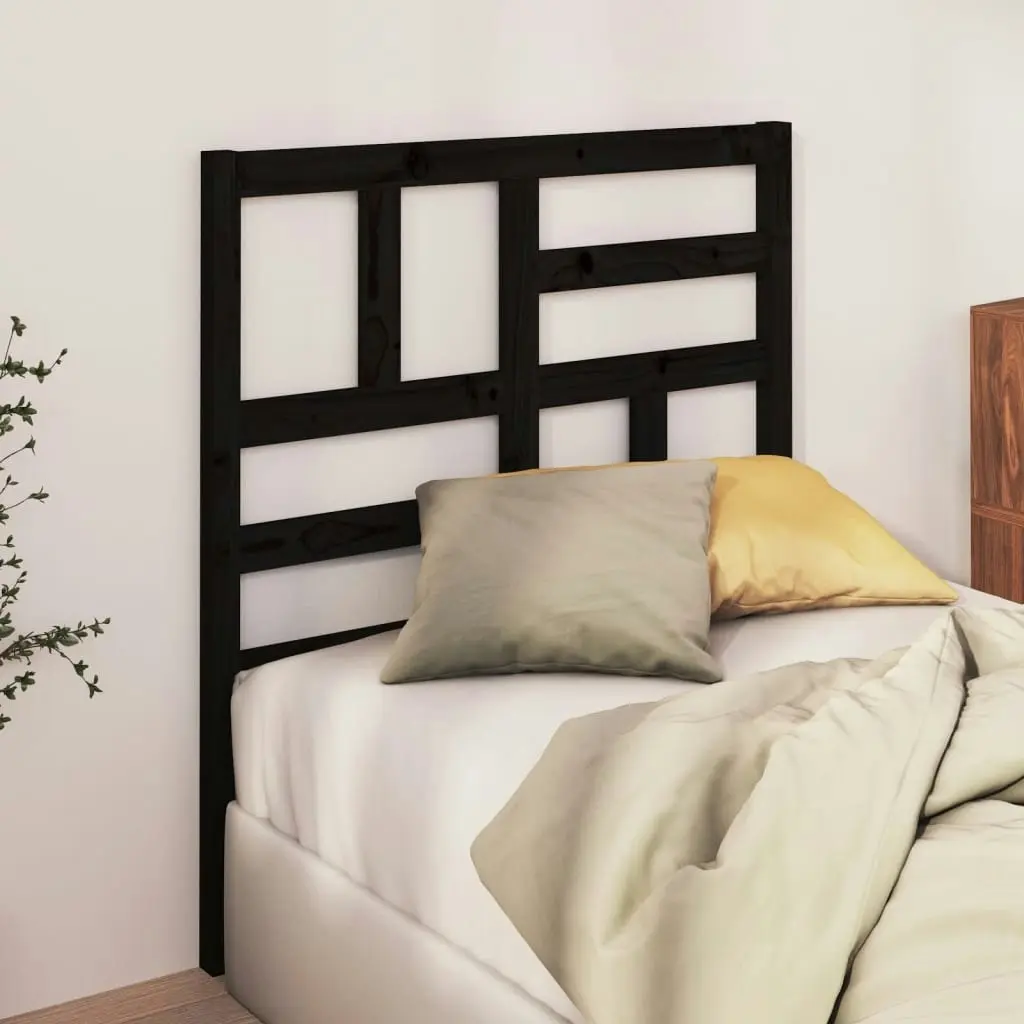 Bed Headboard Black 96x4x104 cm Solid Wood Pine 818174