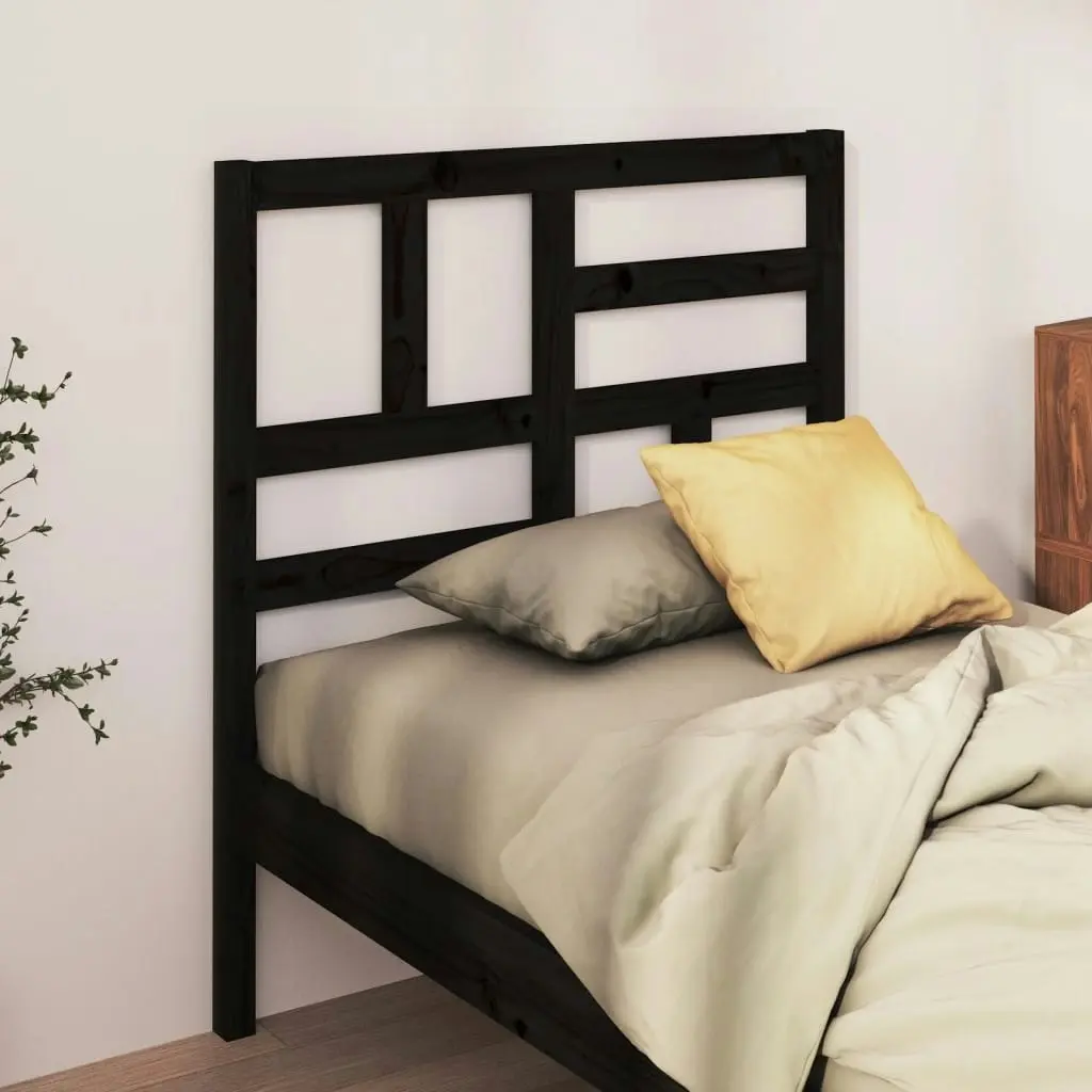 Bed Headboard Black 96x4x104 cm Solid Wood Pine 818174