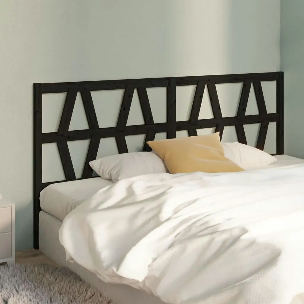 Bed Headboard Black 186 cm Solid Wood Pine 818639