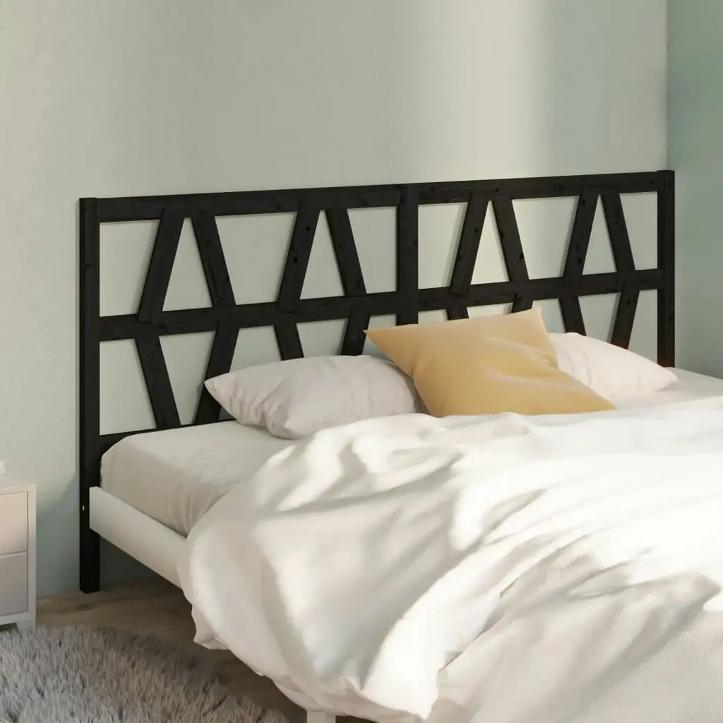 Bed Headboard Black 186 cm Solid Wood Pine 818639