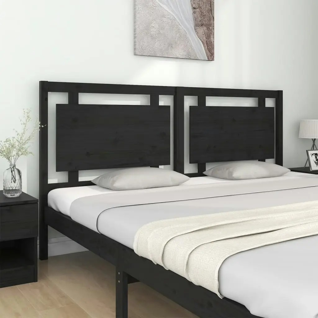 Bed Headboard Black 185.5 cm Solid Wood Pine 817959