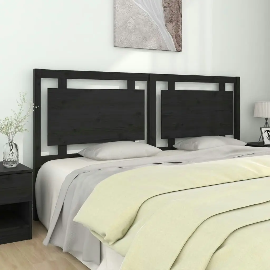 Bed Headboard Black 185.5 cm Solid Wood Pine 817959